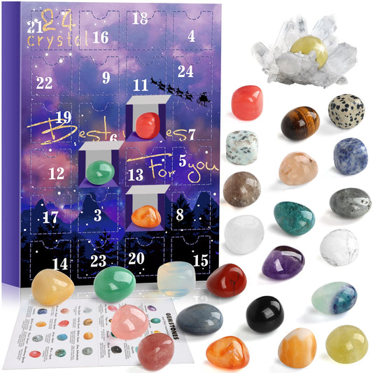 24 Days Natural Healing Crystal Gemstones Minerals & Fossils Advent Calendar